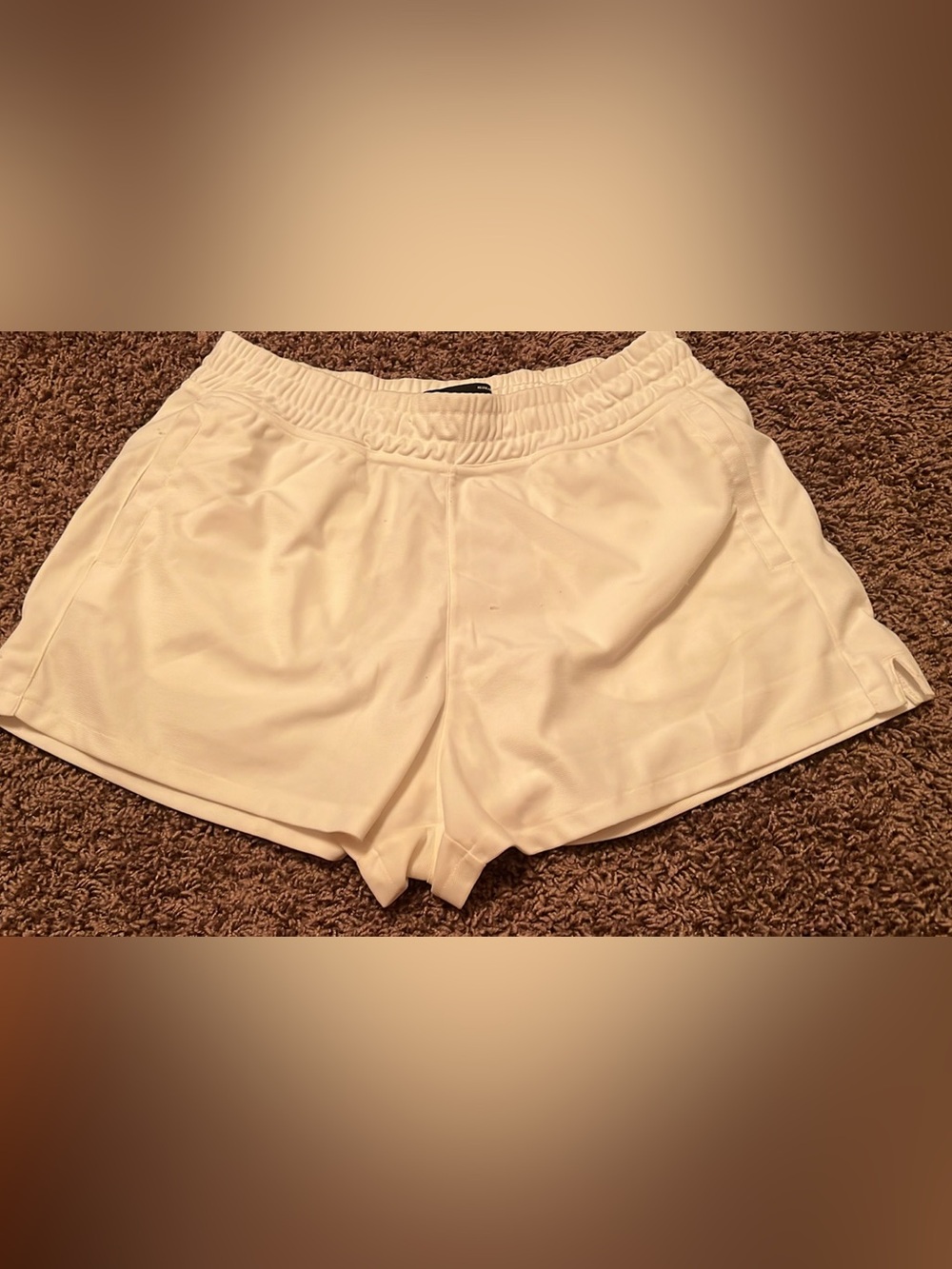 Womeen's White Athletic Shorts with Elastic Waist